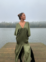 Luna maxi Dress in Deep Forest Green - Image 4